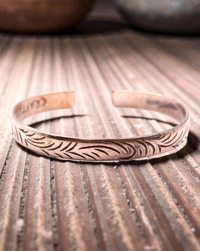 Miedziana Bransoletka Tybetańska Energia Natury – Wąskie Zwoje