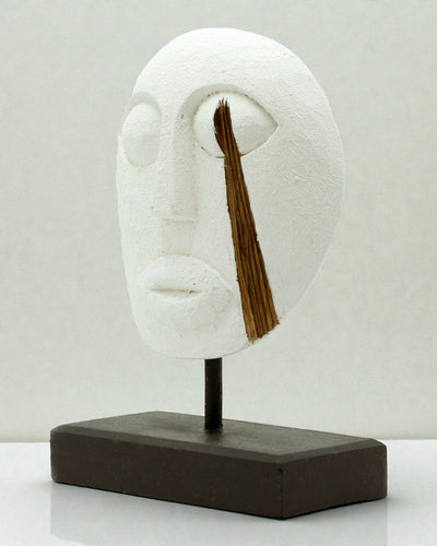 Timorská maska Strážce předků 27x20 cm – Bílá