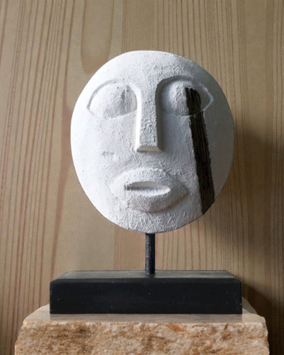 Timorská maska Strážce předků 27x20 cm – Bílá